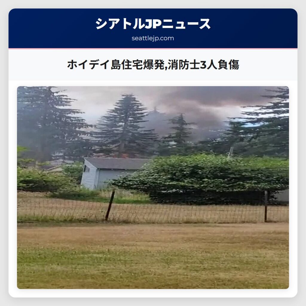 ホイデイ島住宅爆発,消防士3人負傷