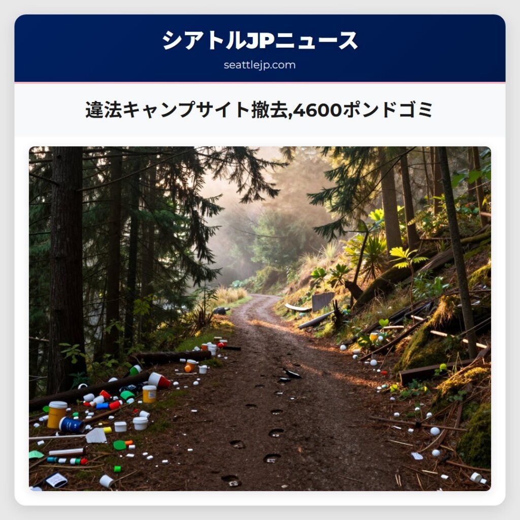 違法キャンプサイト撤去,4600ポンドゴミ