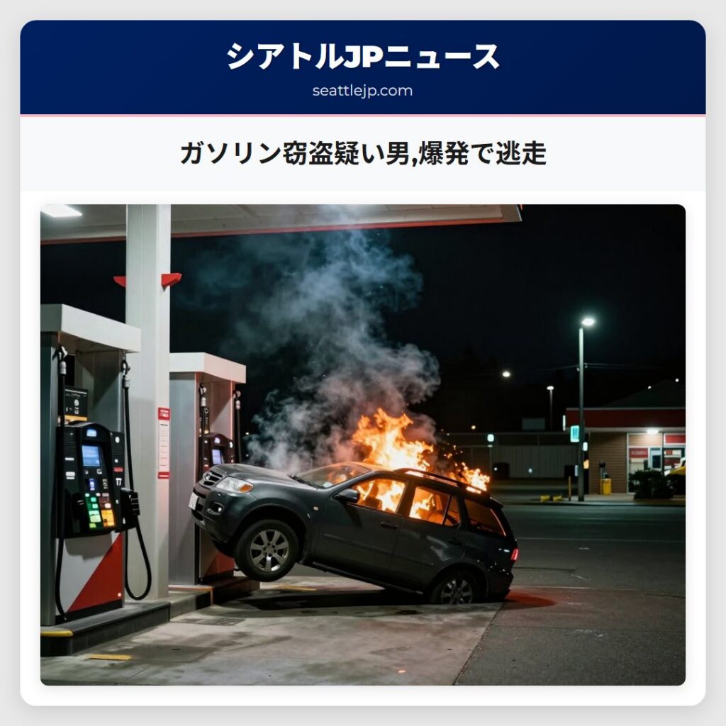 ガソリン窃盗疑い男,爆発で逃走