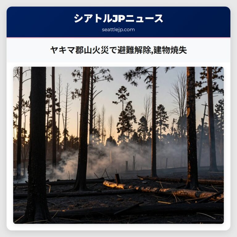 ヤキマ郡山火災で避難解除建物焼失