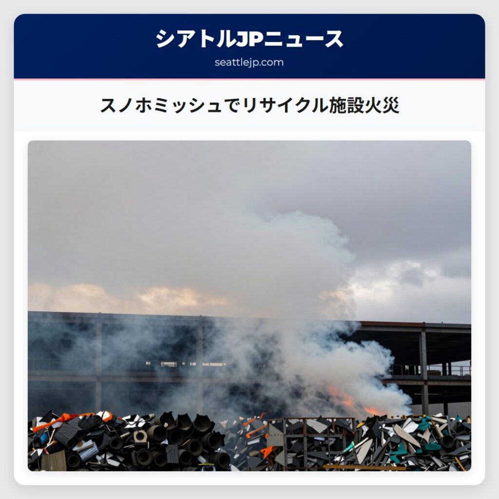 スノホミッシュでリサイクル施設火災