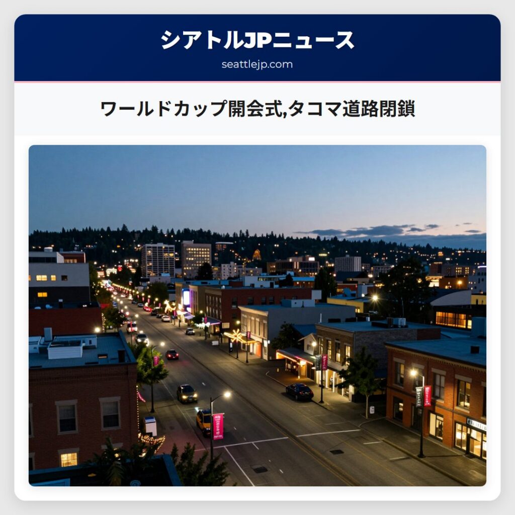 ワールドカップ開会式,タコマ道路閉鎖