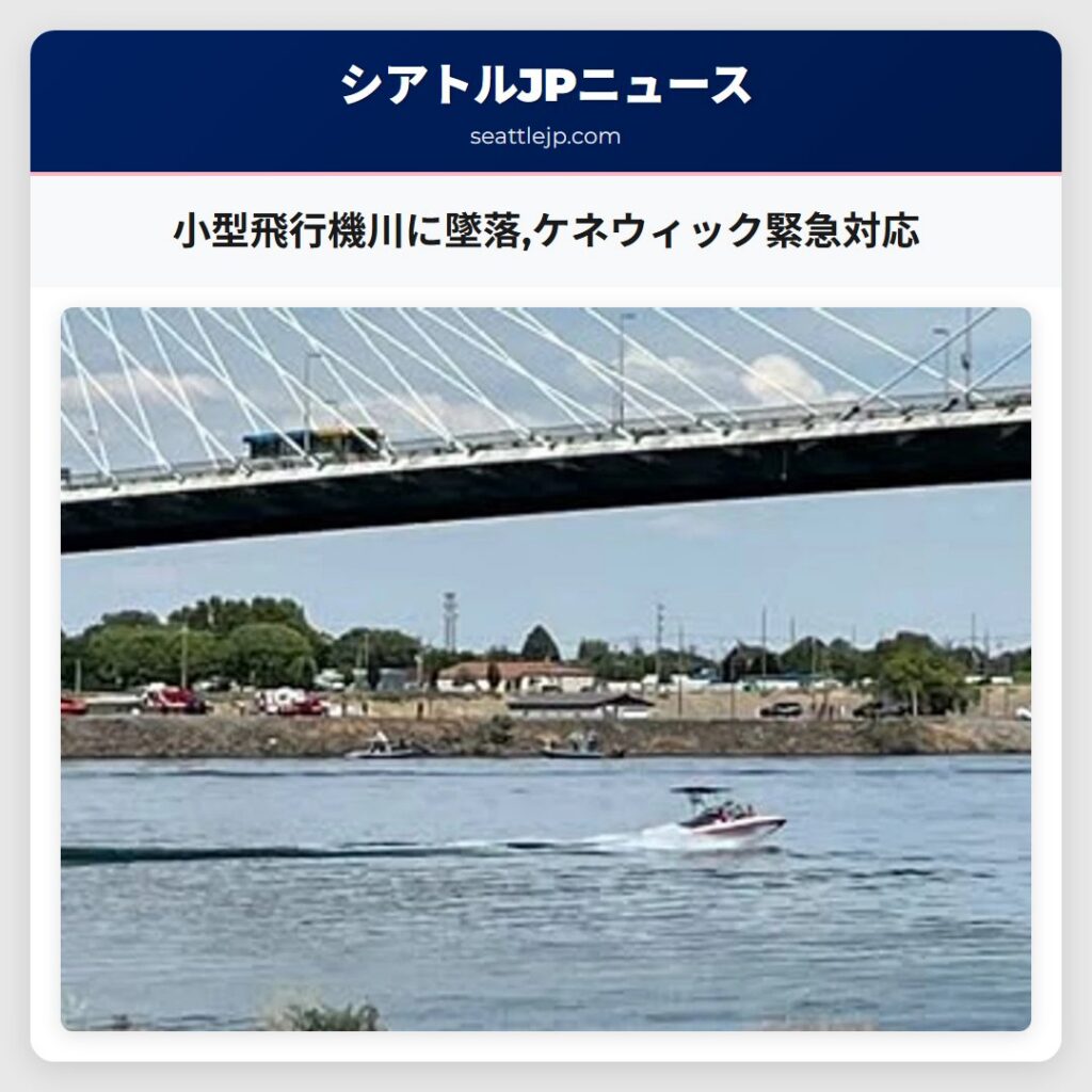小型飛行機川に墜落,ケネウィック緊急対応