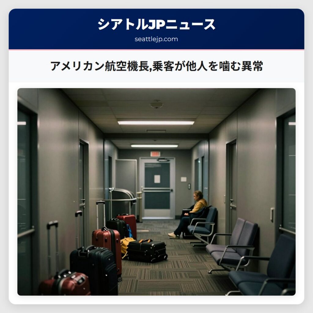 アメリカン航空機長,乗客が他人を噛む異常