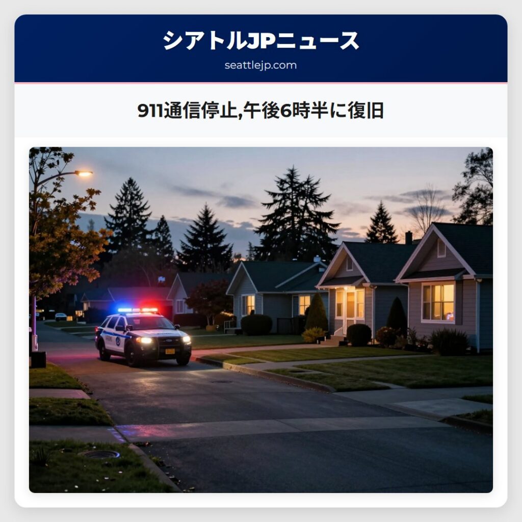 911通信停止,午後6時半に復旧