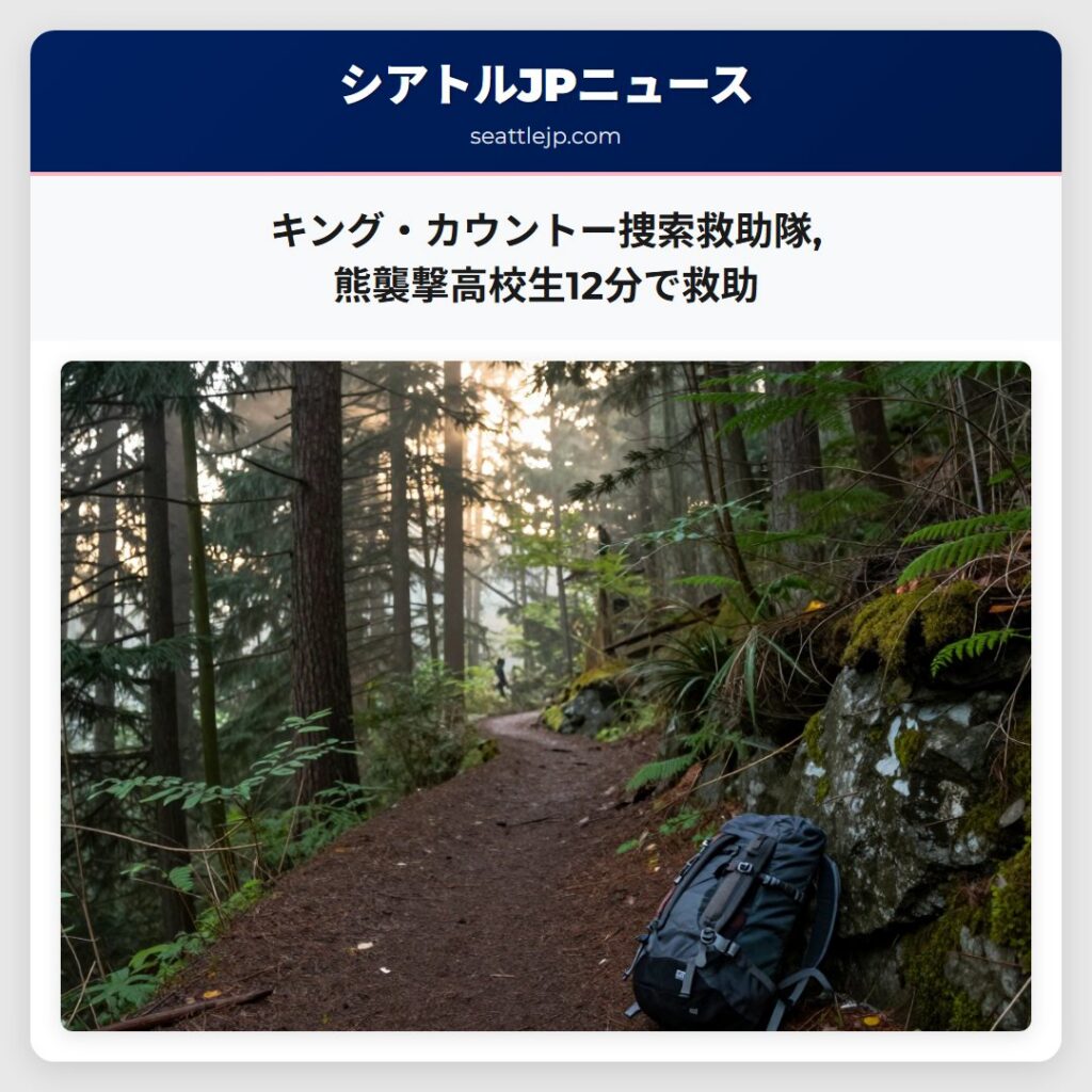 キング・カウントー捜索救助隊,熊襲撃高校生12分で救助