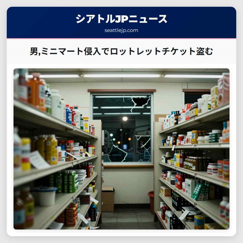 男,ミニマート侵入でロットレットチケット盗む