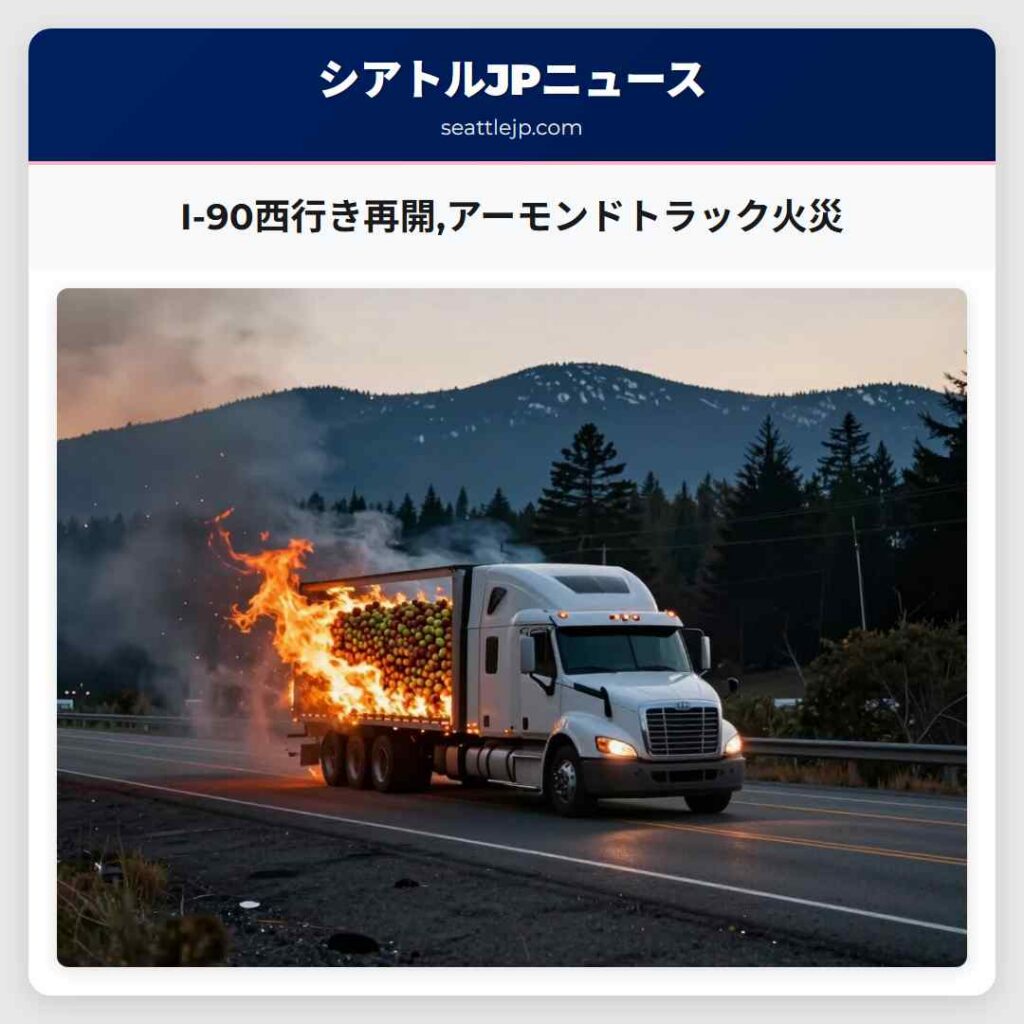 I-90西行き再開,アーモンドトラック火災