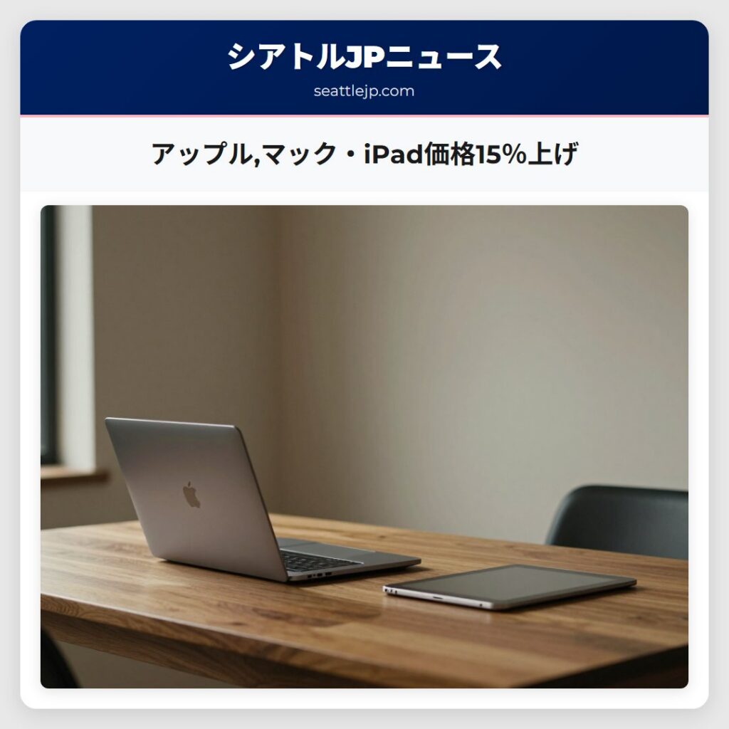 アップル,マック・iPad価格15％上げ