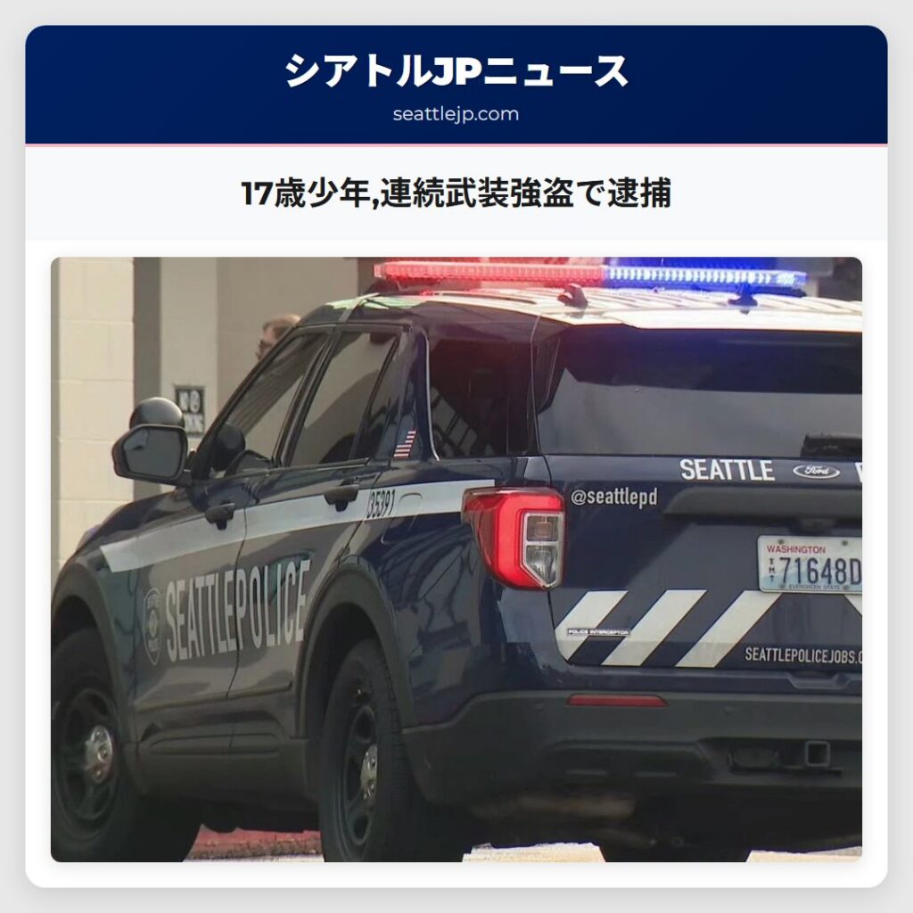 17歳少年,連続武装強盗で逮捕