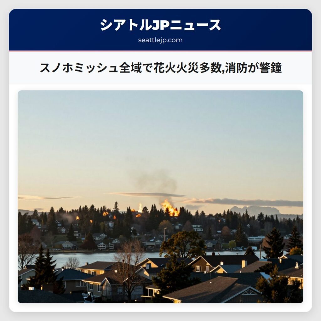 スノホミッシュ全域で花火火災多数,消防が警鐘