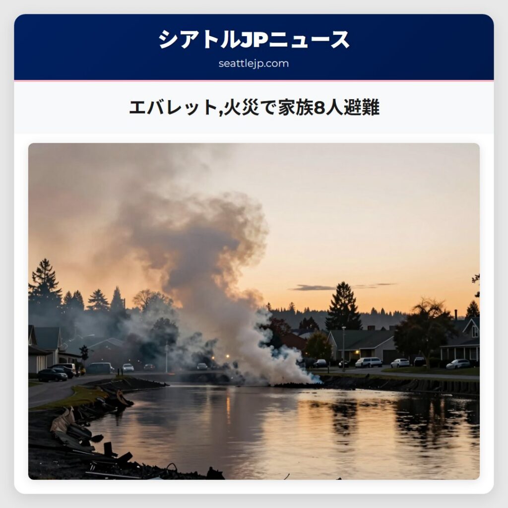 エバレット,火災で家族8人避難