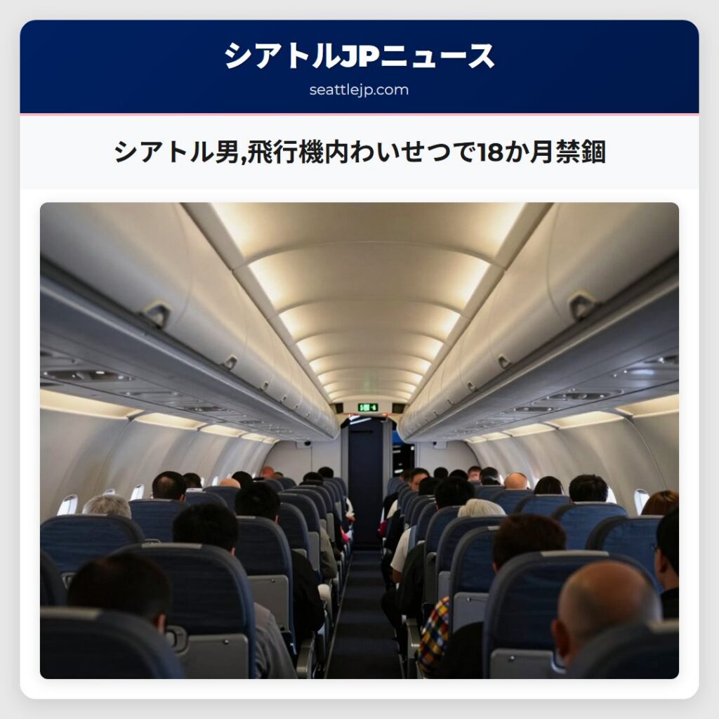 シアトル男,飛行機内わいせつで18か月禁錮
