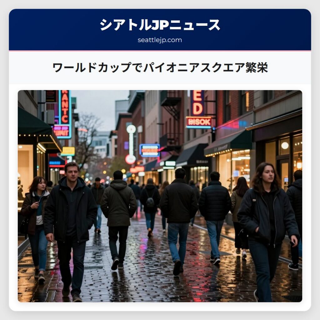 ワールドカップでパイオニアスクエア繁栄