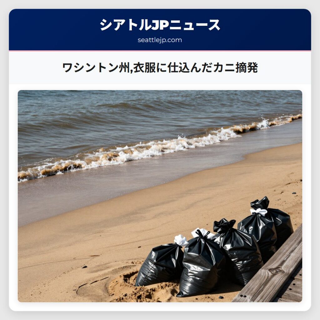 ワシントン州,衣服に仕込んだカニ摘発