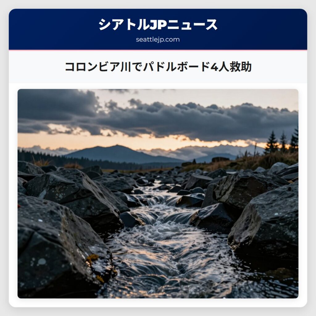 コロンビア川でパドルボード4人救助