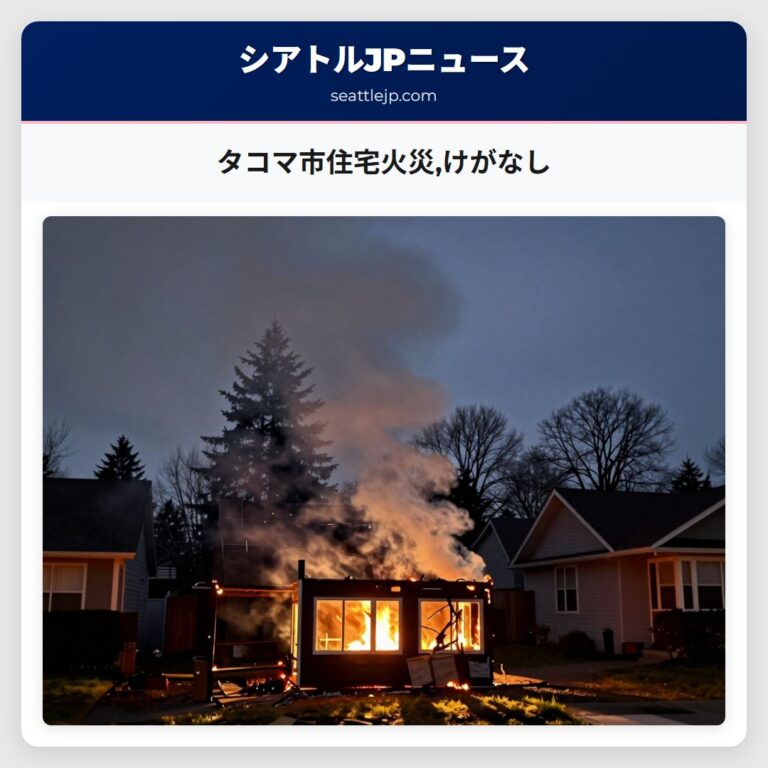タコマ市住宅火災けがなし