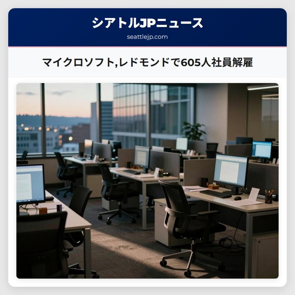 マイクロソフト,レドモンドで605人社員解雇