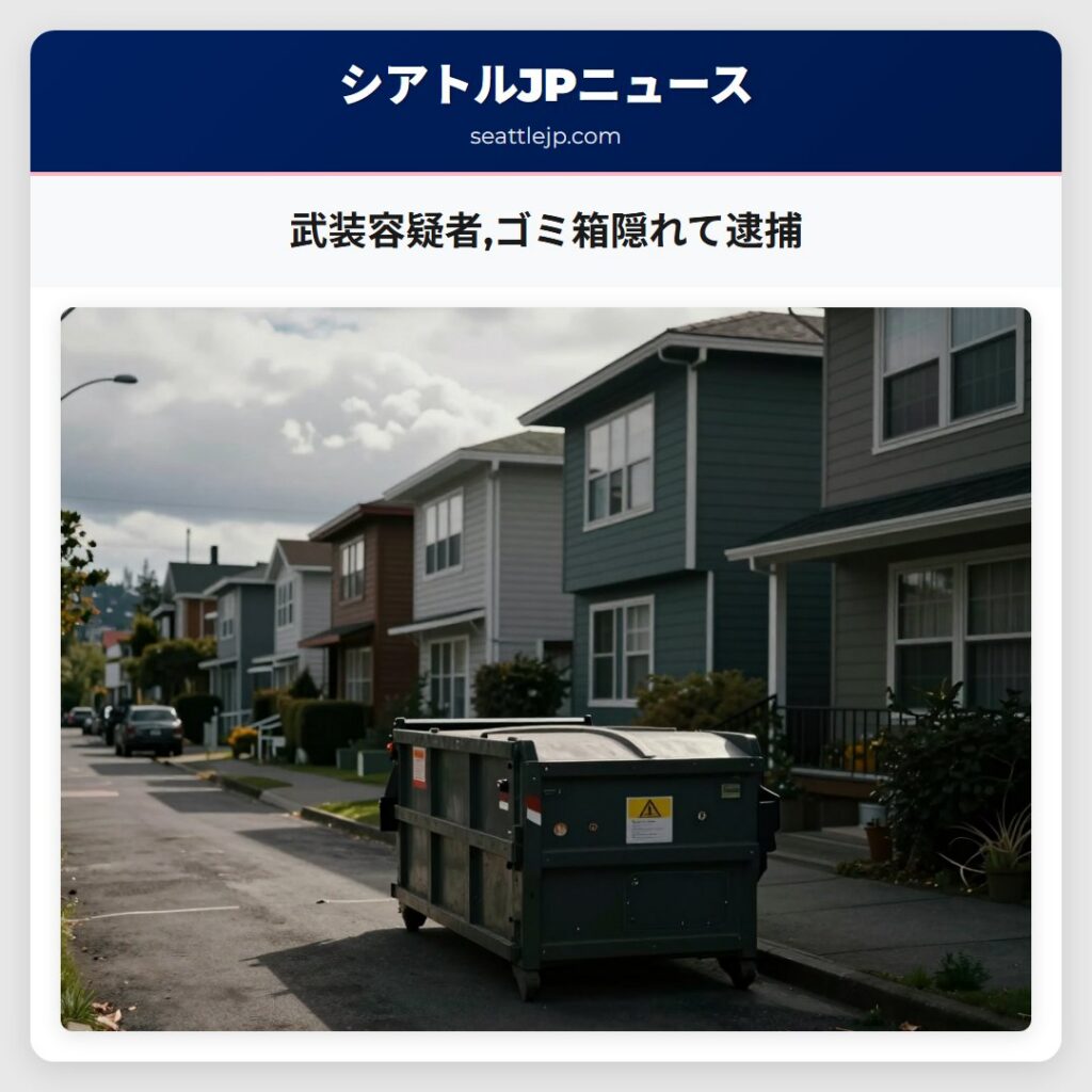 武装容疑者,ゴミ箱隠れて逮捕