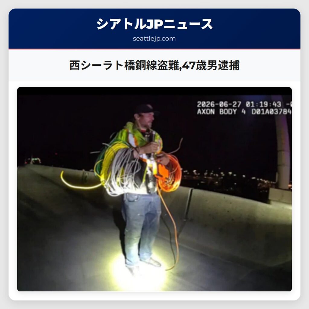 西シーラト橋銅線盗難,47歳男逮捕